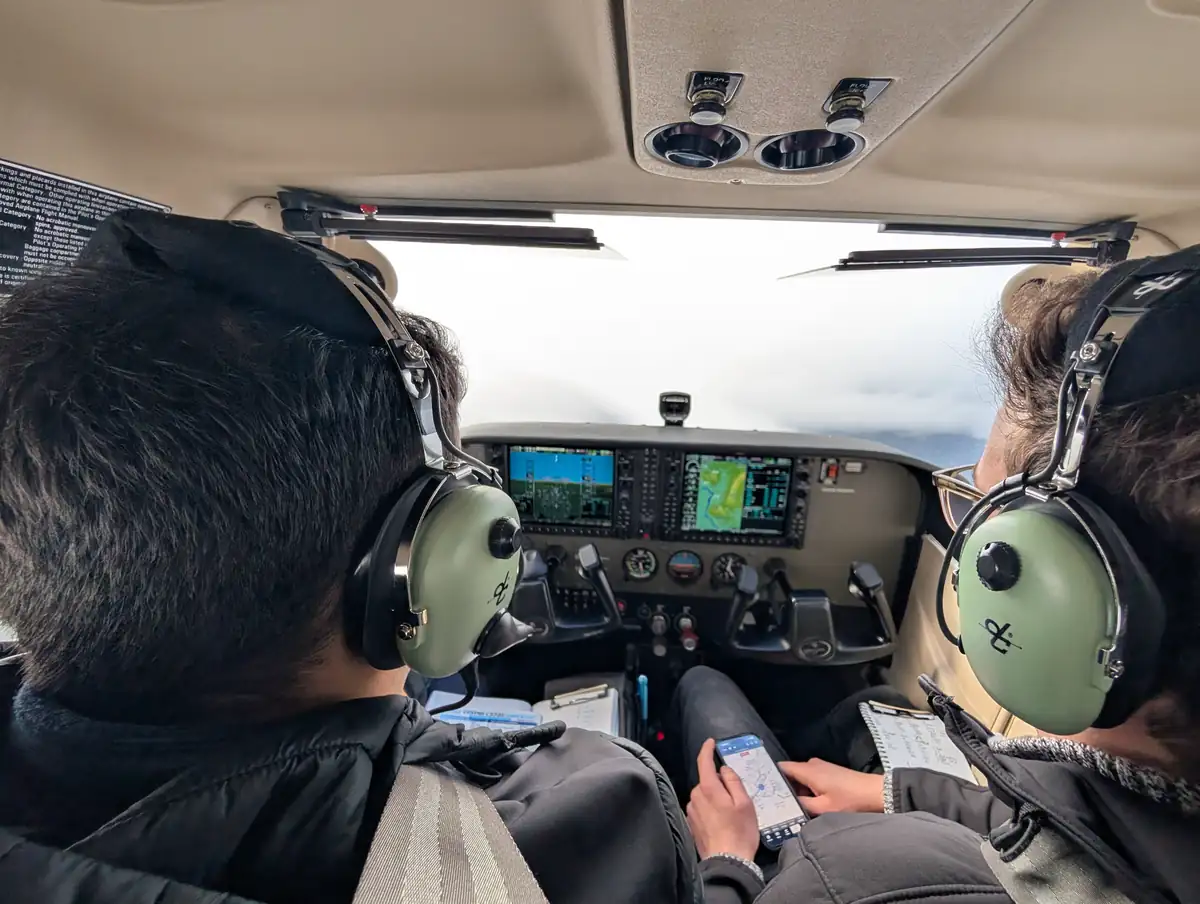 Instructor and student in the cockpit